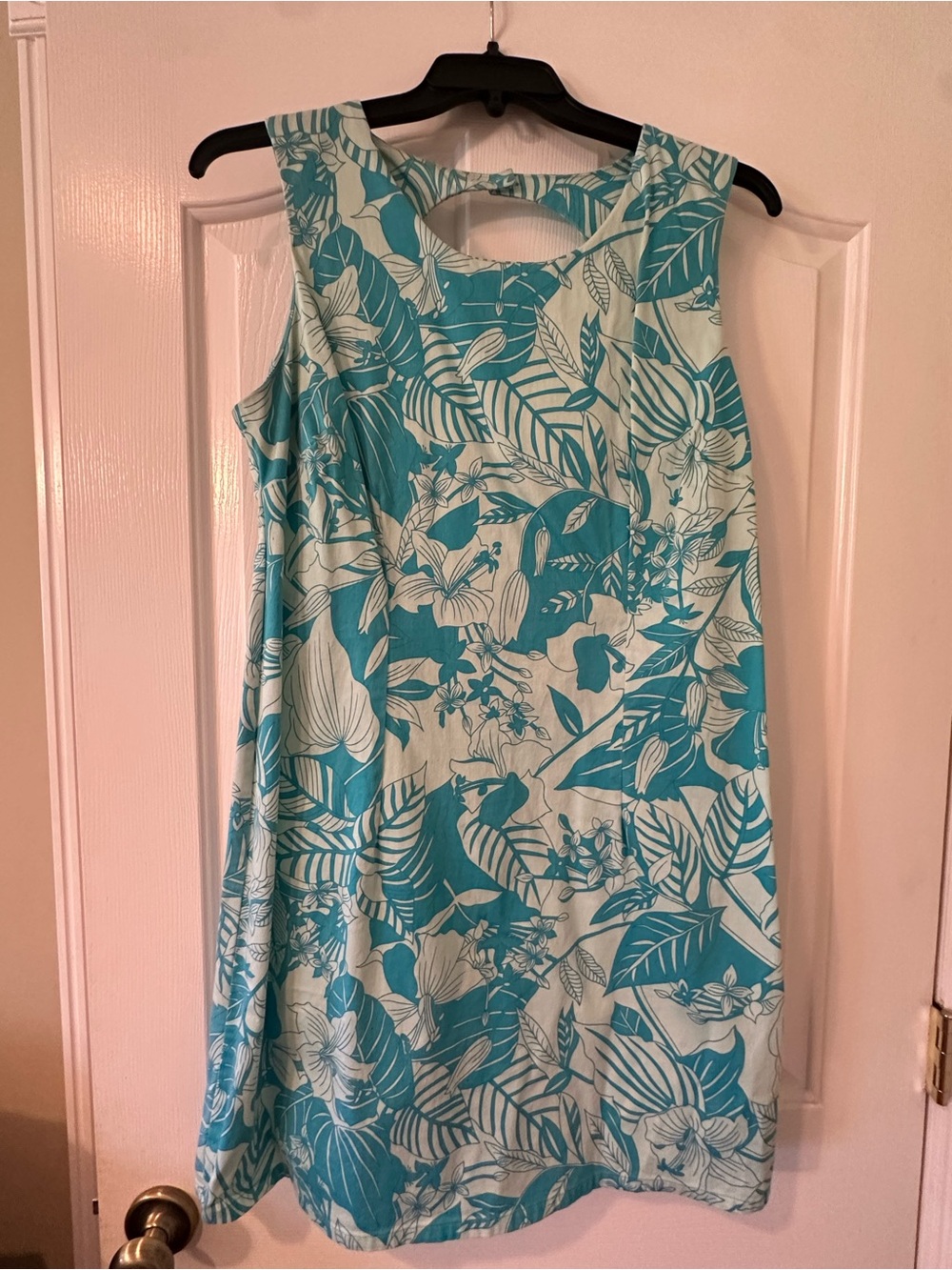Faded Glory Aqua and White Tropical Dress